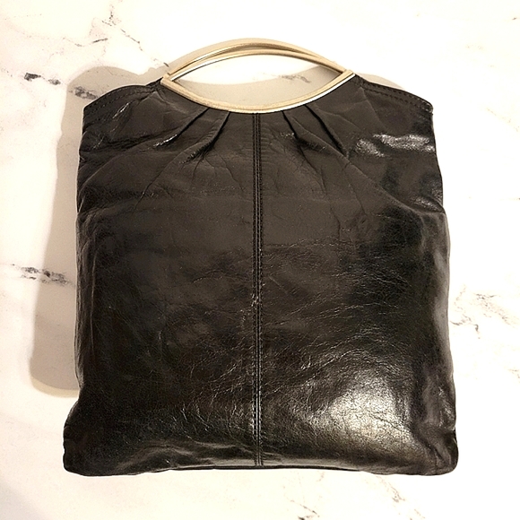 HOBO Int'l Black with Silver Handles Leather Handbag/Tote/Clutch - Picture 8 of 11